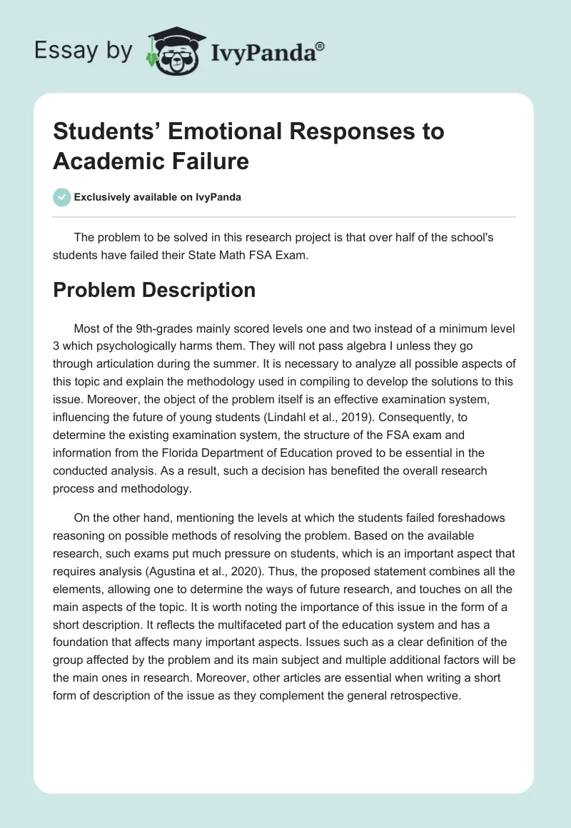 Students’ Emotional Responses to Academic Failure. Page 1