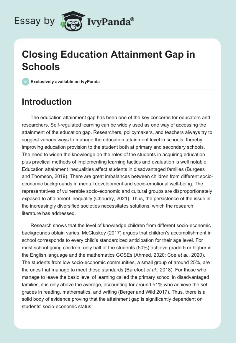 Closing Education Attainment Gap in Schools. Page 1