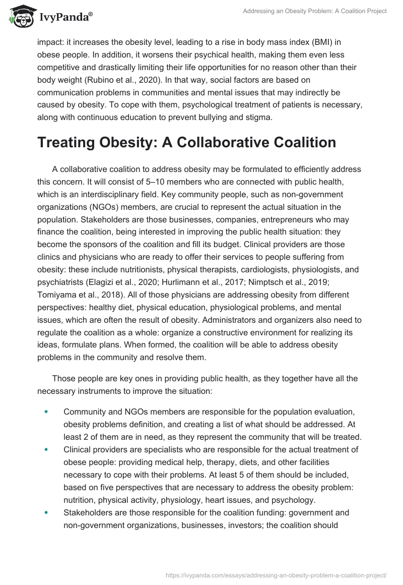 Addressing an Obesity Problem: A Coalition Project. Page 3