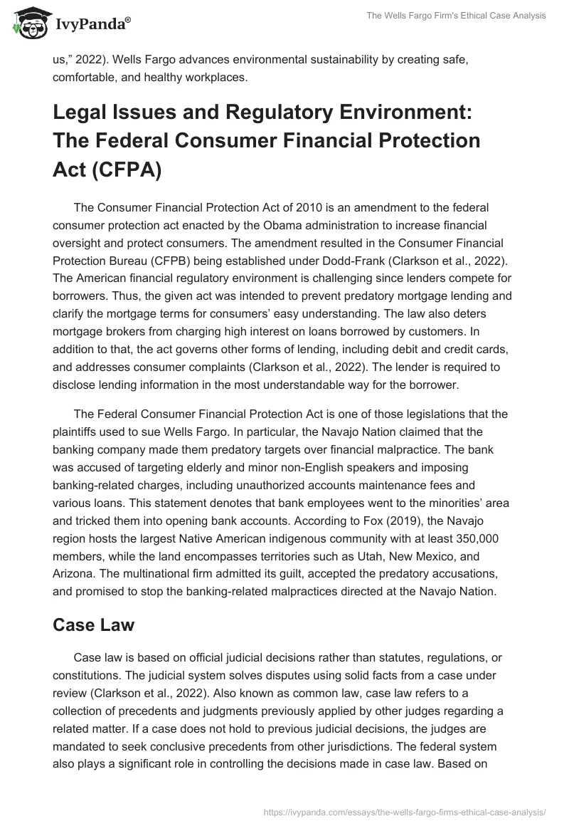 The Wells Fargo Firm's Ethical Case Analysis. Page 2
