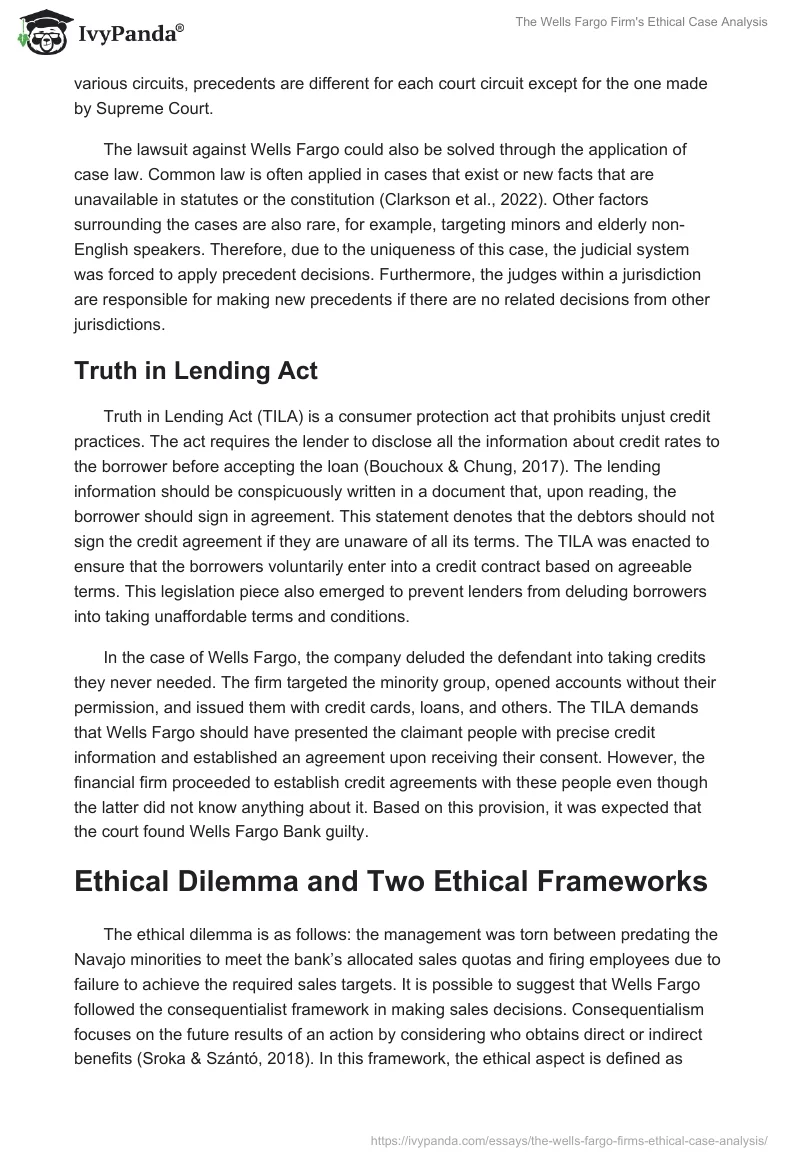 The Wells Fargo Firm's Ethical Case Analysis. Page 3