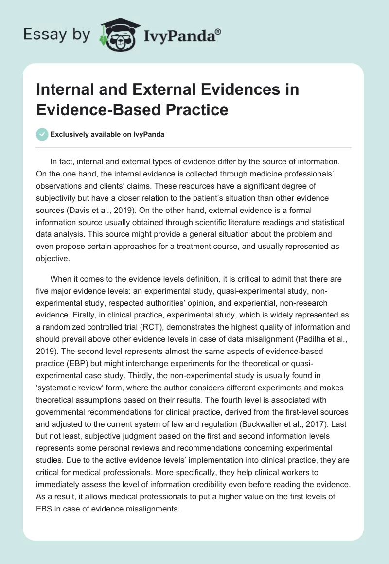 Internal and External Evidences in Evidence-Based Practice. Page 1