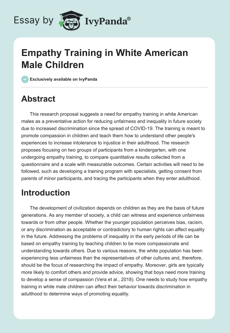 Empathy Training in White American Male Children. Page 1