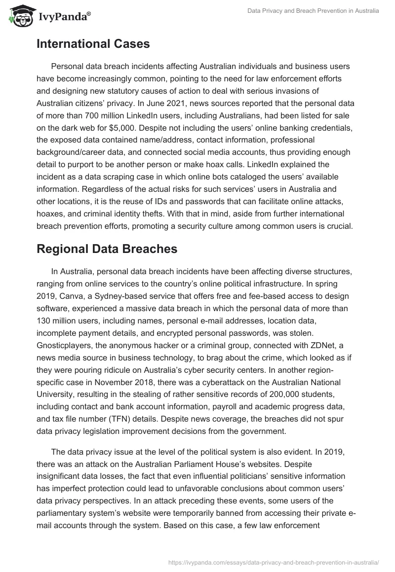 Data Privacy and Breach Prevention in Australia. Page 2