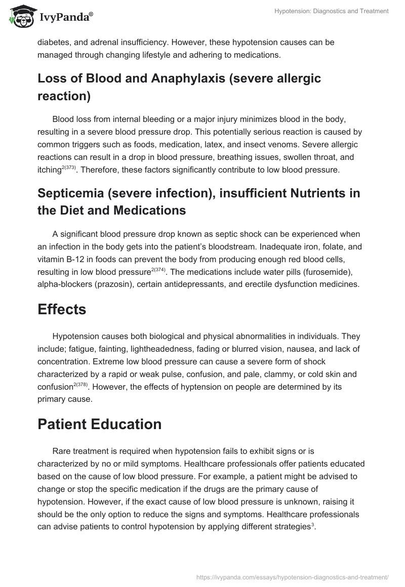 Hypotension: Diagnostics and Treatment. Page 2