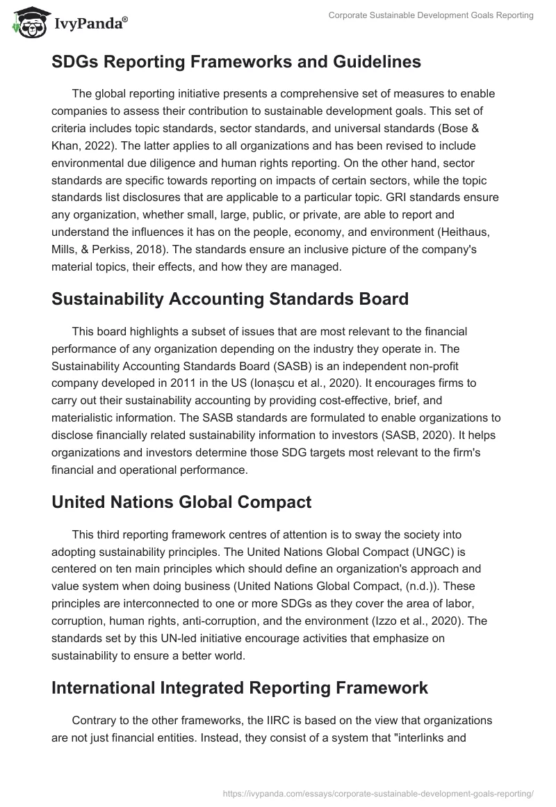 Corporate Sustainable Development Goals Reporting. Page 3