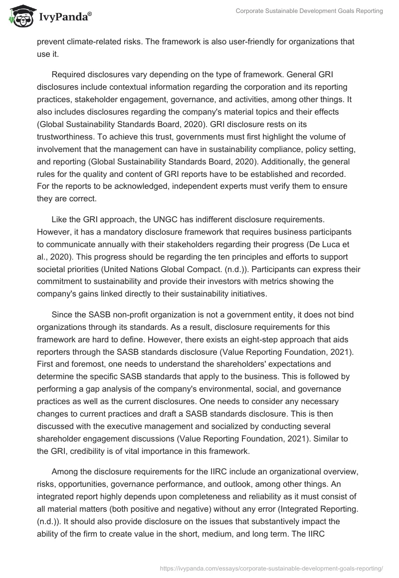 Corporate Sustainable Development Goals Reporting. Page 5