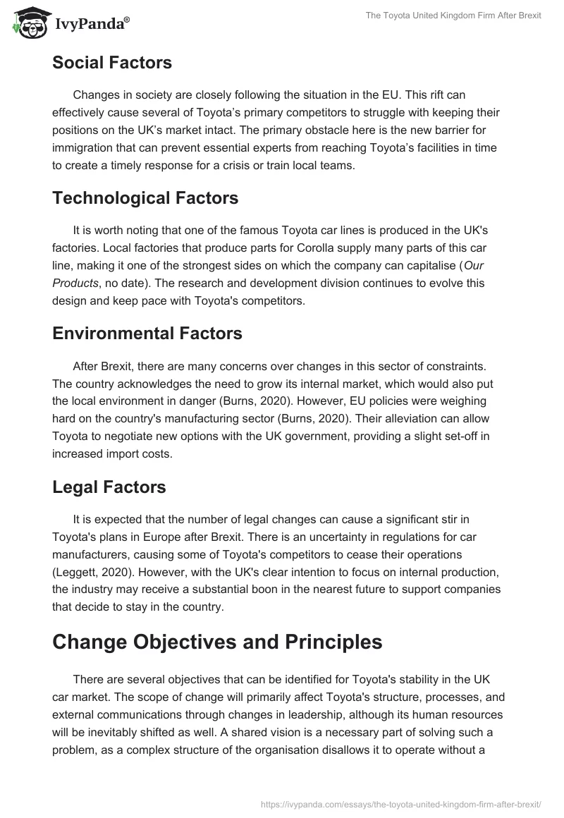 The Toyota United Kingdom Firm After Brexit. Page 3