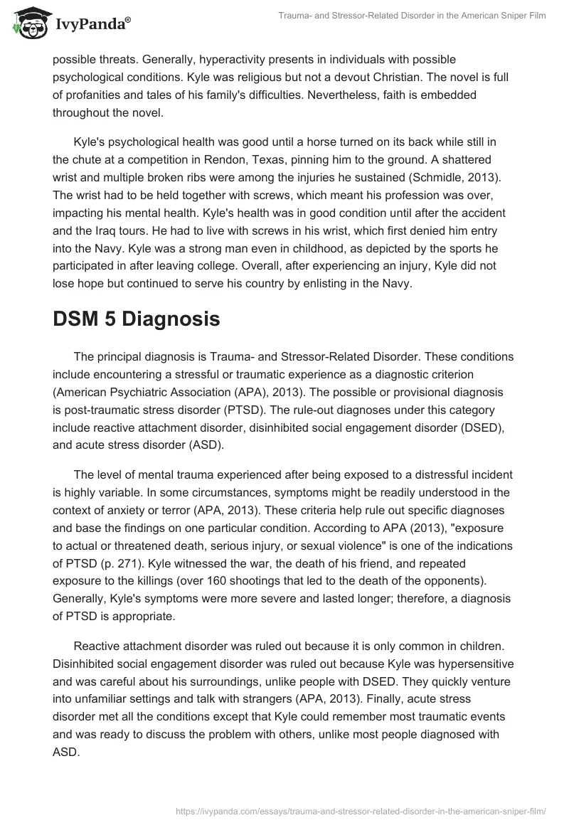 Trauma- and Stressor-Related Disorder in the "American Sniper" Film. Page 2