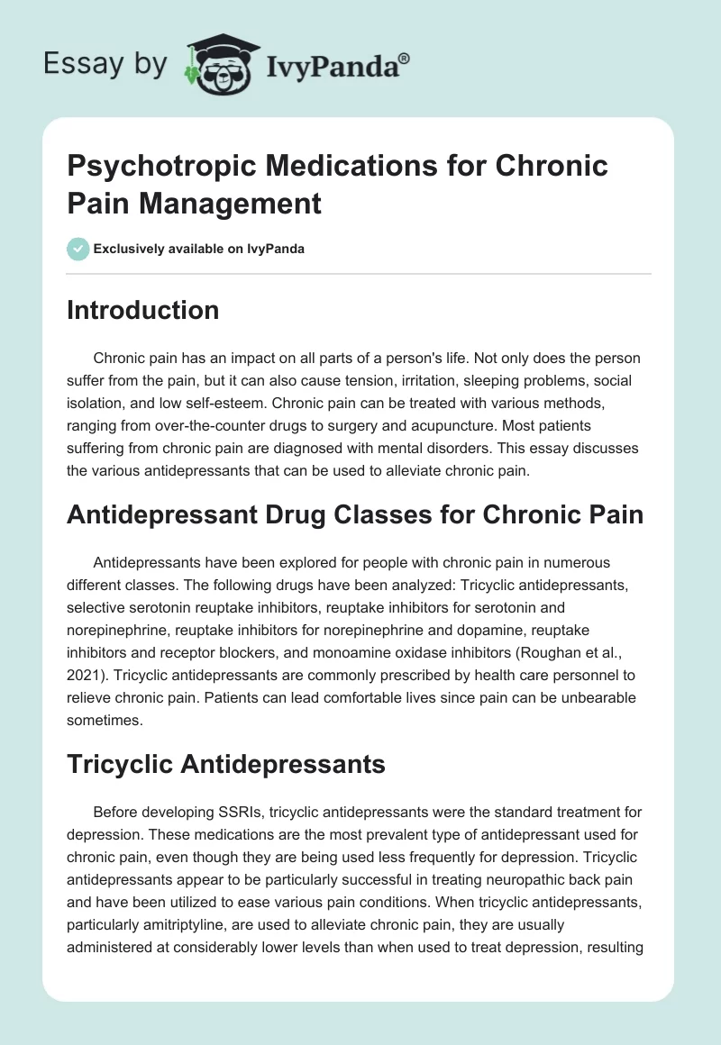 Psychotropic Medications for Chronic Pain Management. Page 1