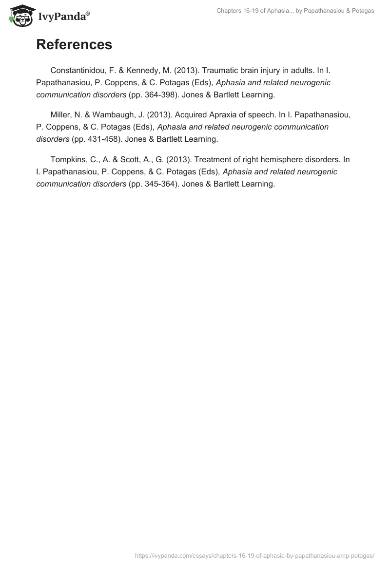 Chapters 16-19 of "Aphasia..." by Papathanasiou & Potagas. Page 3