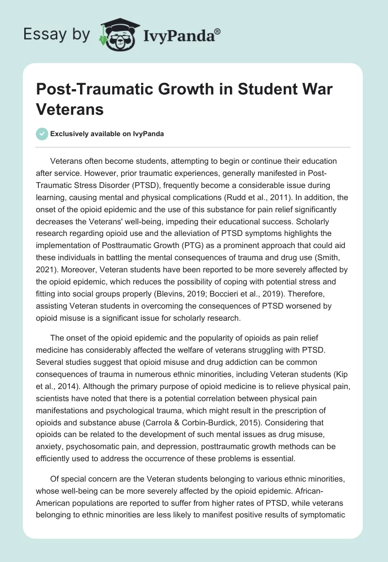 Post-Traumatic Growth in Student War Veterans. Page 1