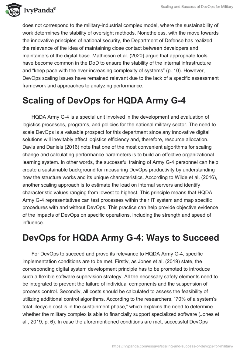 Scaling and Success of DevOps for Military. Page 2