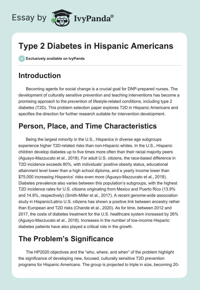 Type 2 Diabetes in Hispanic Americans. Page 1