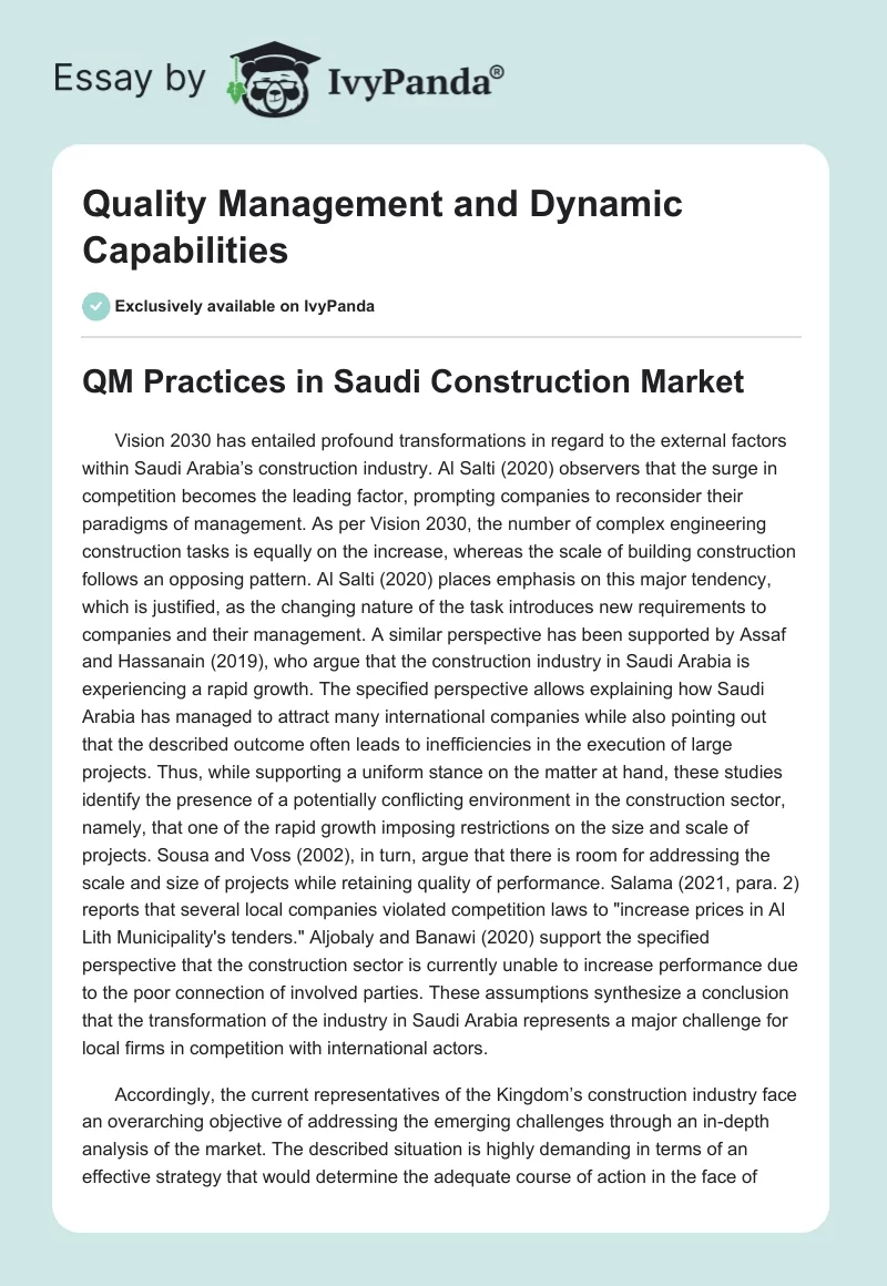 Quality Management and Dynamic Capabilities. Page 1