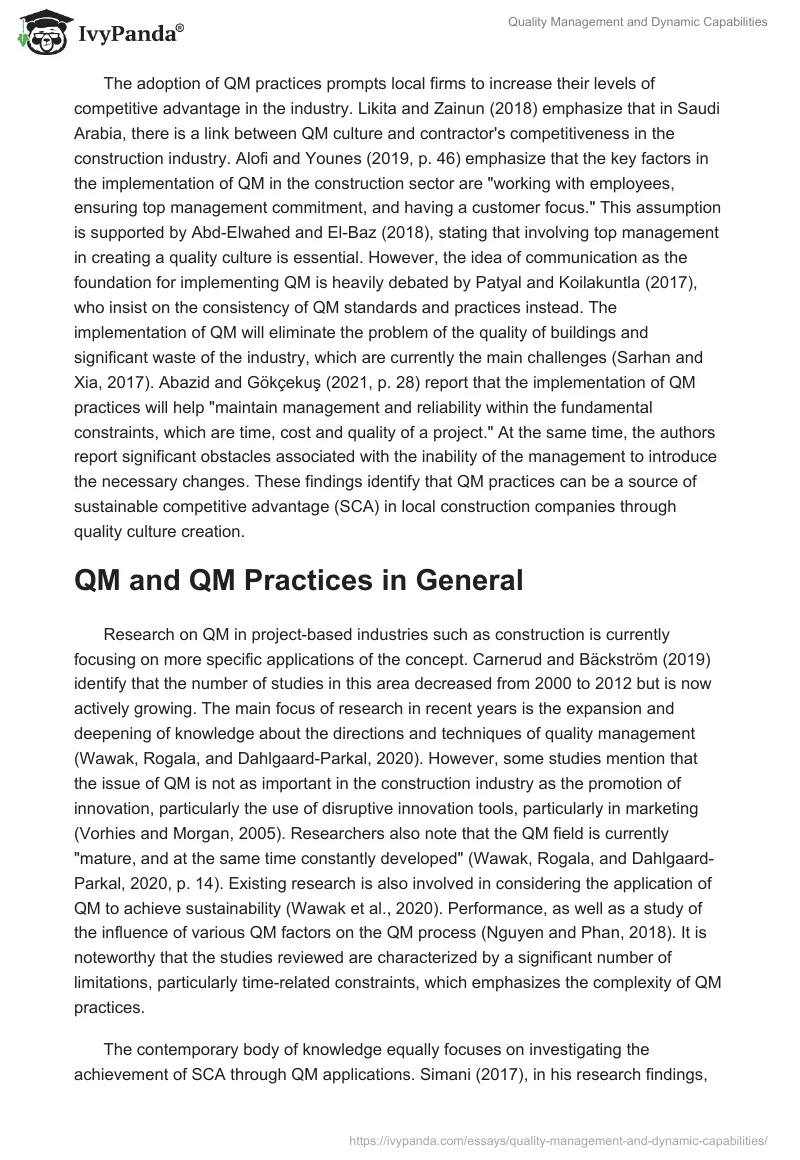 Quality Management and Dynamic Capabilities. Page 4