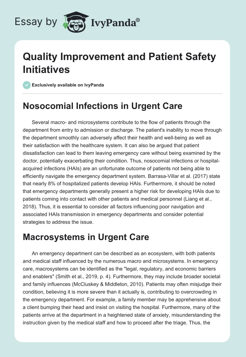 Quality Improvement and Patient Safety Initiatives. Page 1