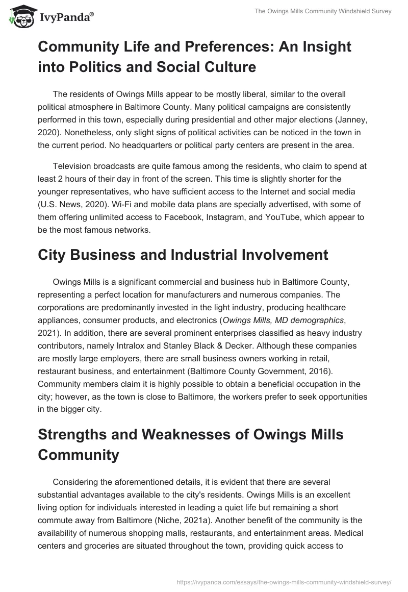 The Owings Mills Community Windshield Survey. Page 4