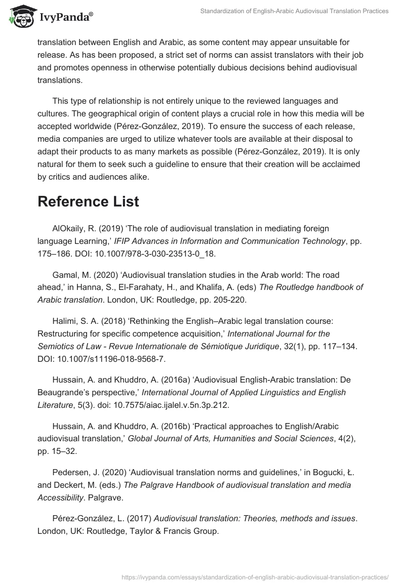 Standardization of English-Arabic Audiovisual Translation Practices. Page 4