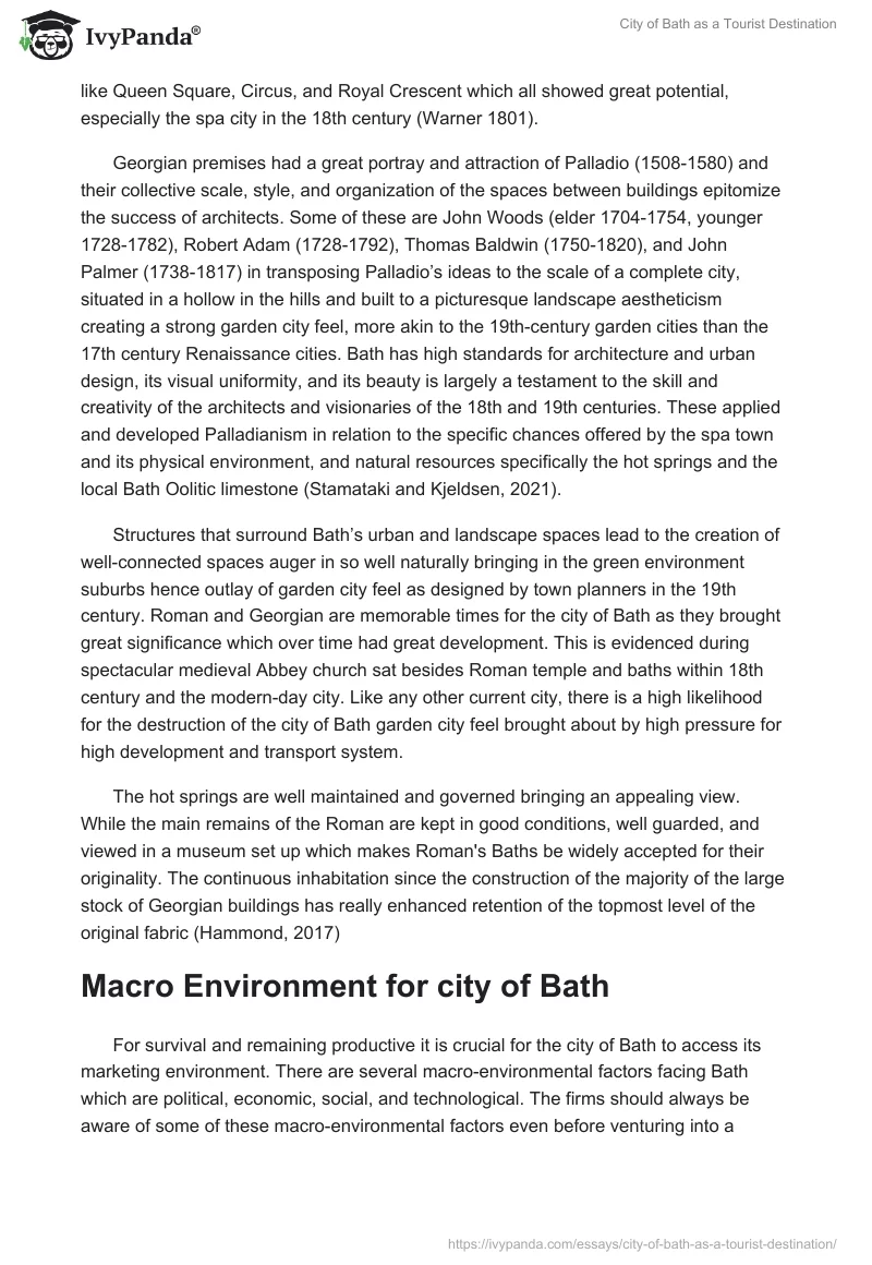 City of Bath as a Tourist Destination. Page 4