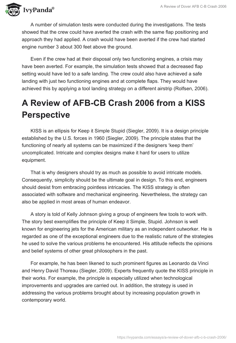 A Review of Dover AFB C-B Crash 2006. Page 4