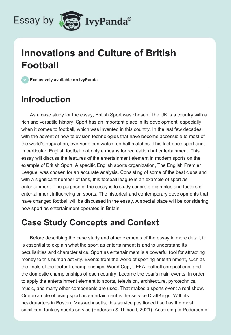 Innovations and Culture of British Football. Page 1
