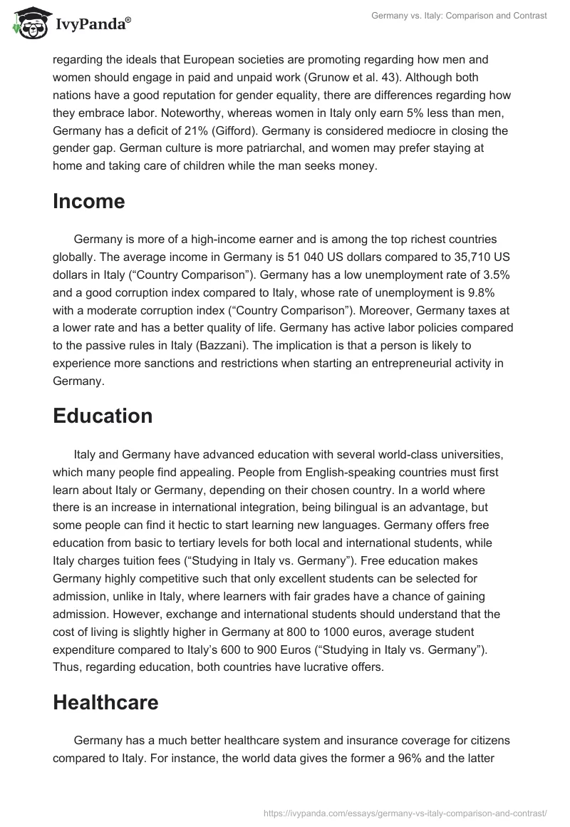 Germany vs. Italy: Comparison and Contrast. Page 2