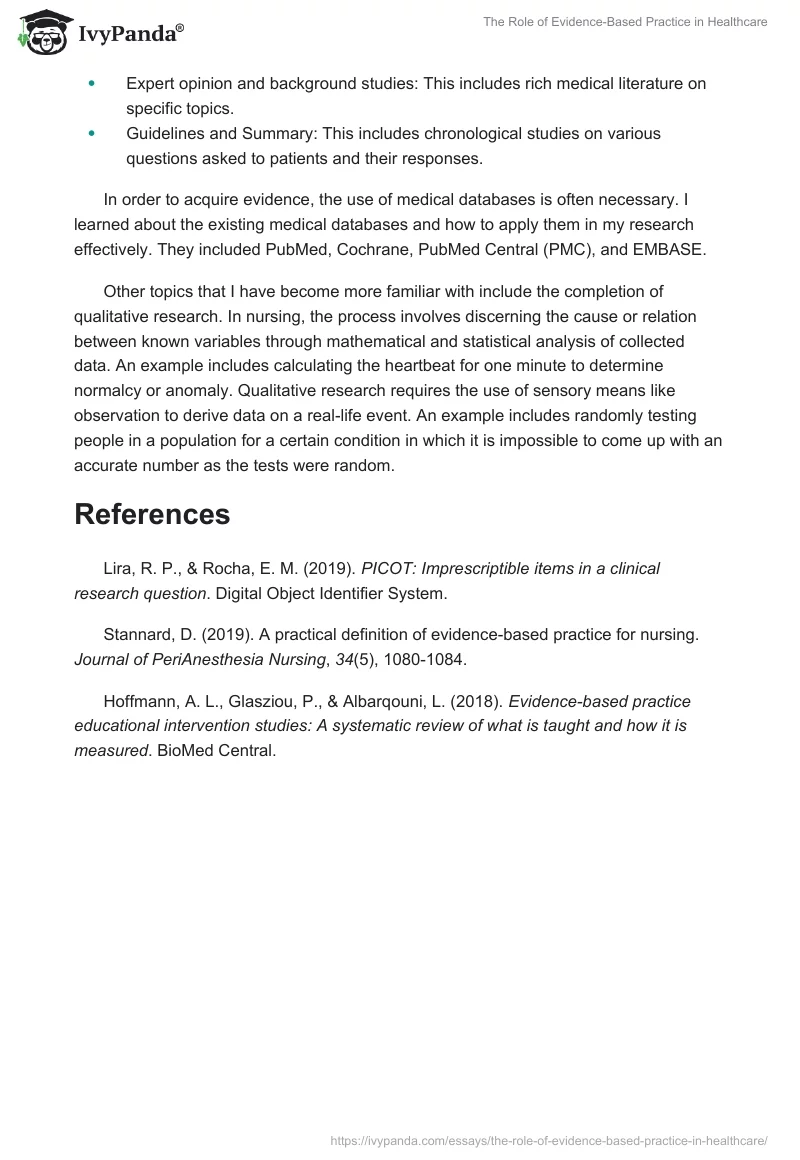 The Role of Evidence-Based Practice in Healthcare. Page 2