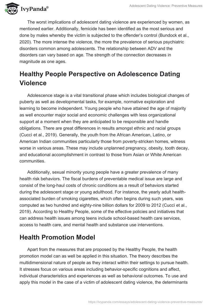 Adolescent Dating Violence: Preventive Measures. Page 3