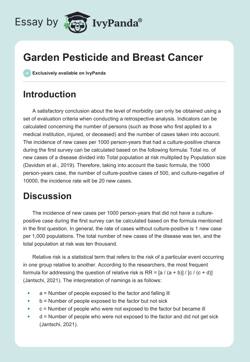 Garden Pesticide and Breast Cancer. Page 1
