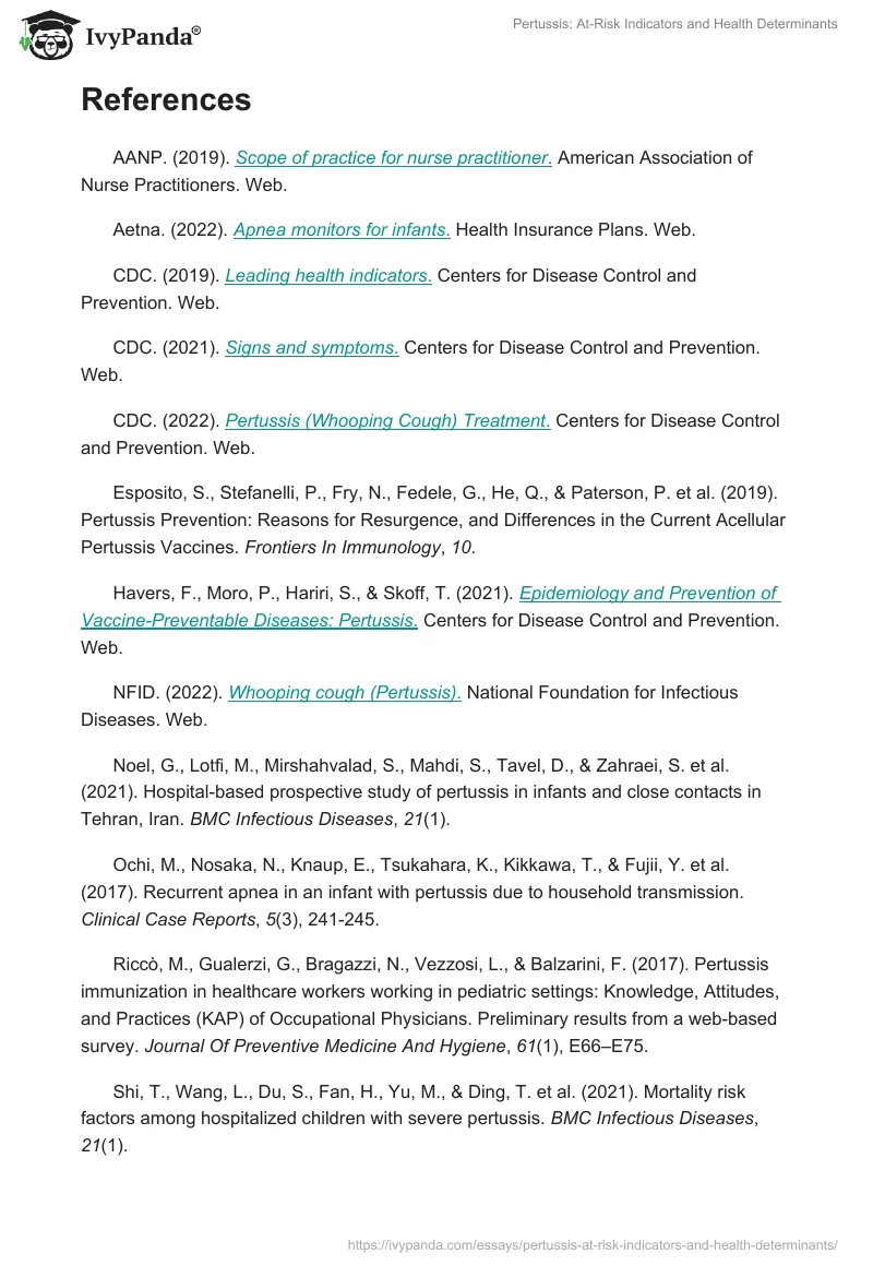 Pertussis: At-Risk Indicators and Health Determinants. Page 4