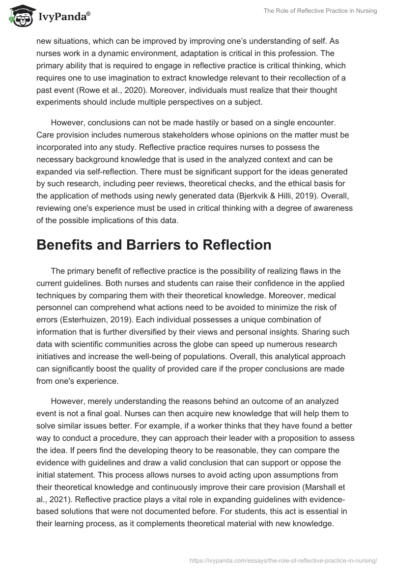 The Role of Reflective Practice in Nursing. Page 2