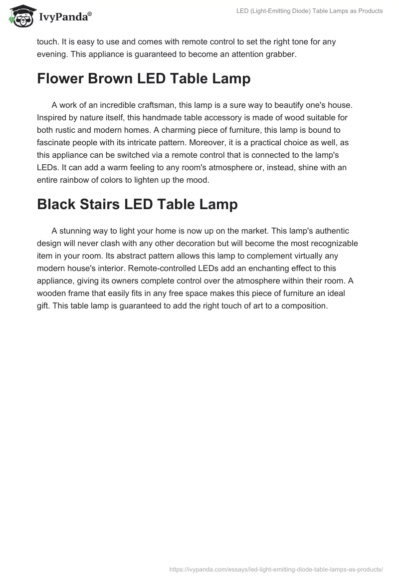 LED (Light-Emitting Diode) Table Lamps as Products. Page 2