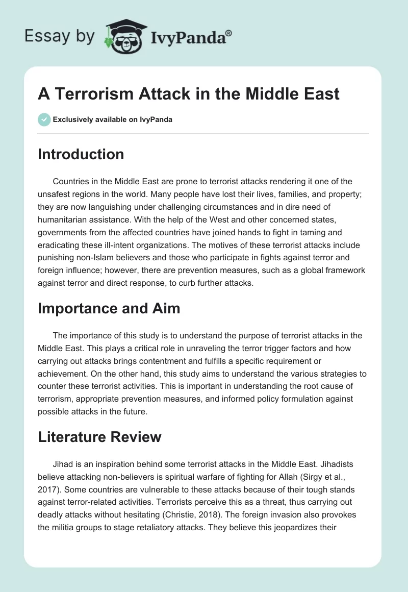 A Terrorism Attack in the Middle East. Page 1