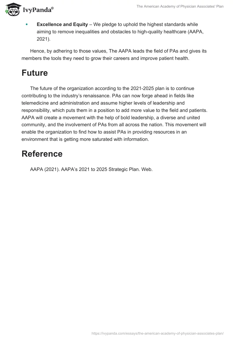 The American Academy of Physician Associates' Plan. Page 2