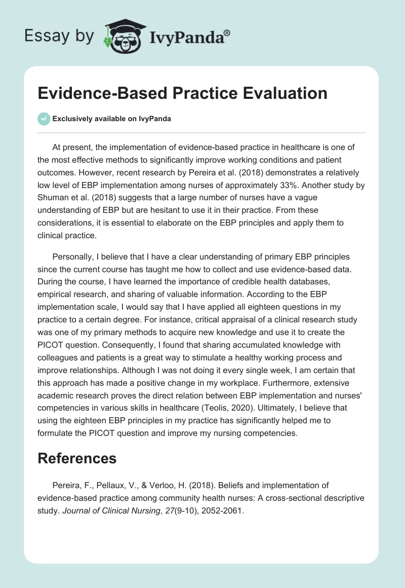 Evidence-Based Practice Evaluation. Page 1