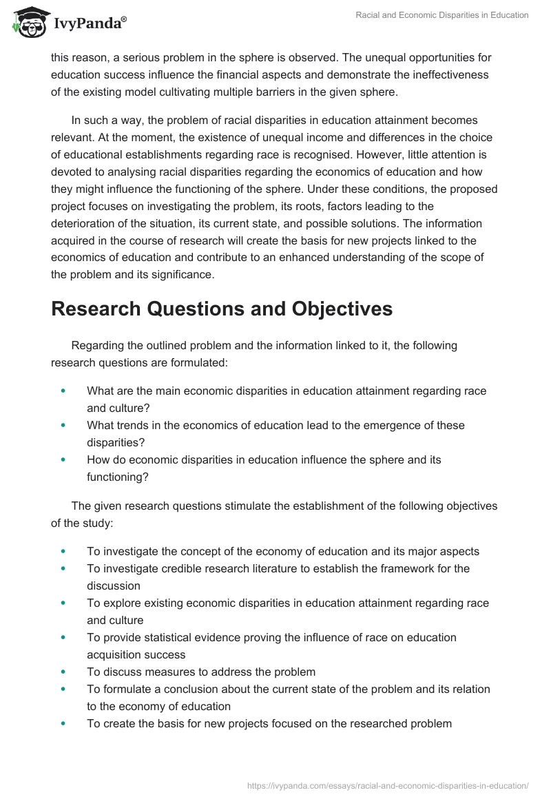 Racial and Economic Disparities in Education. Page 2