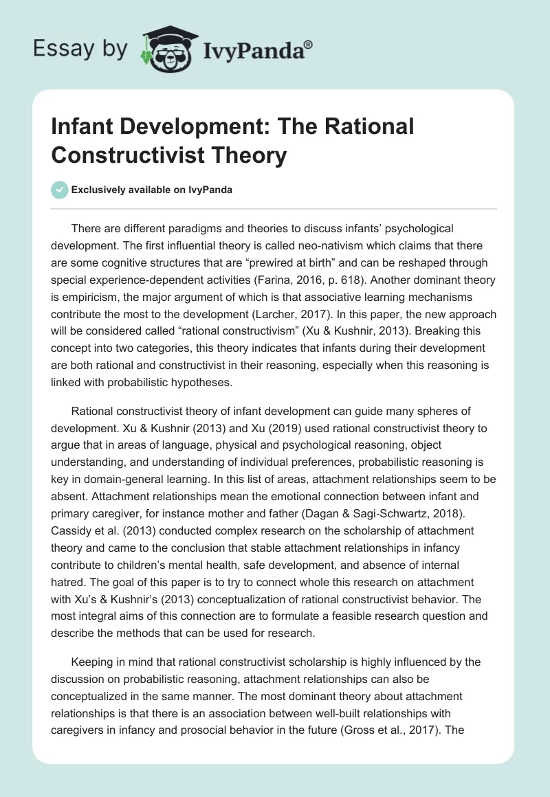 Infant Development: The Rational Constructivist Theory. Page 1