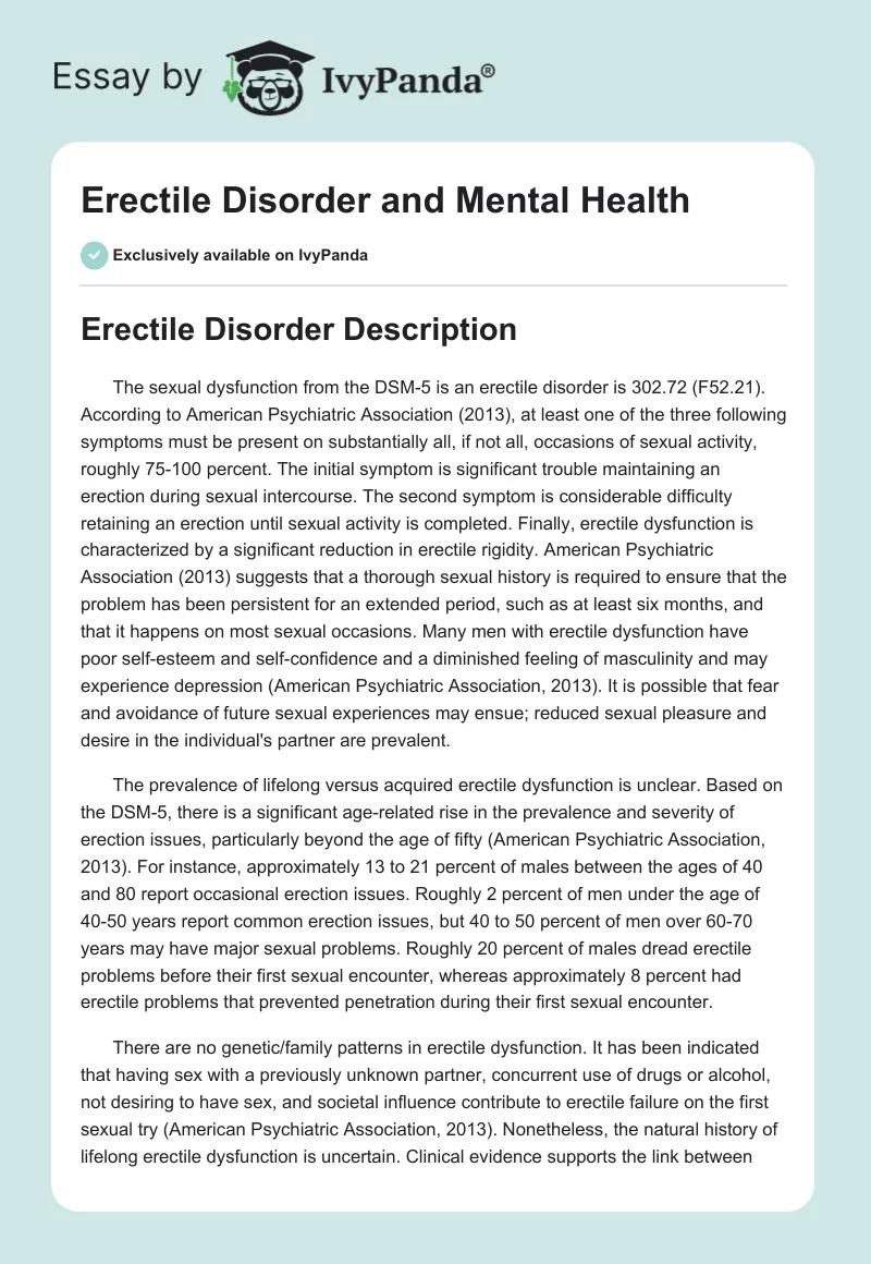 Erectile Disorder and Mental Health. Page 1