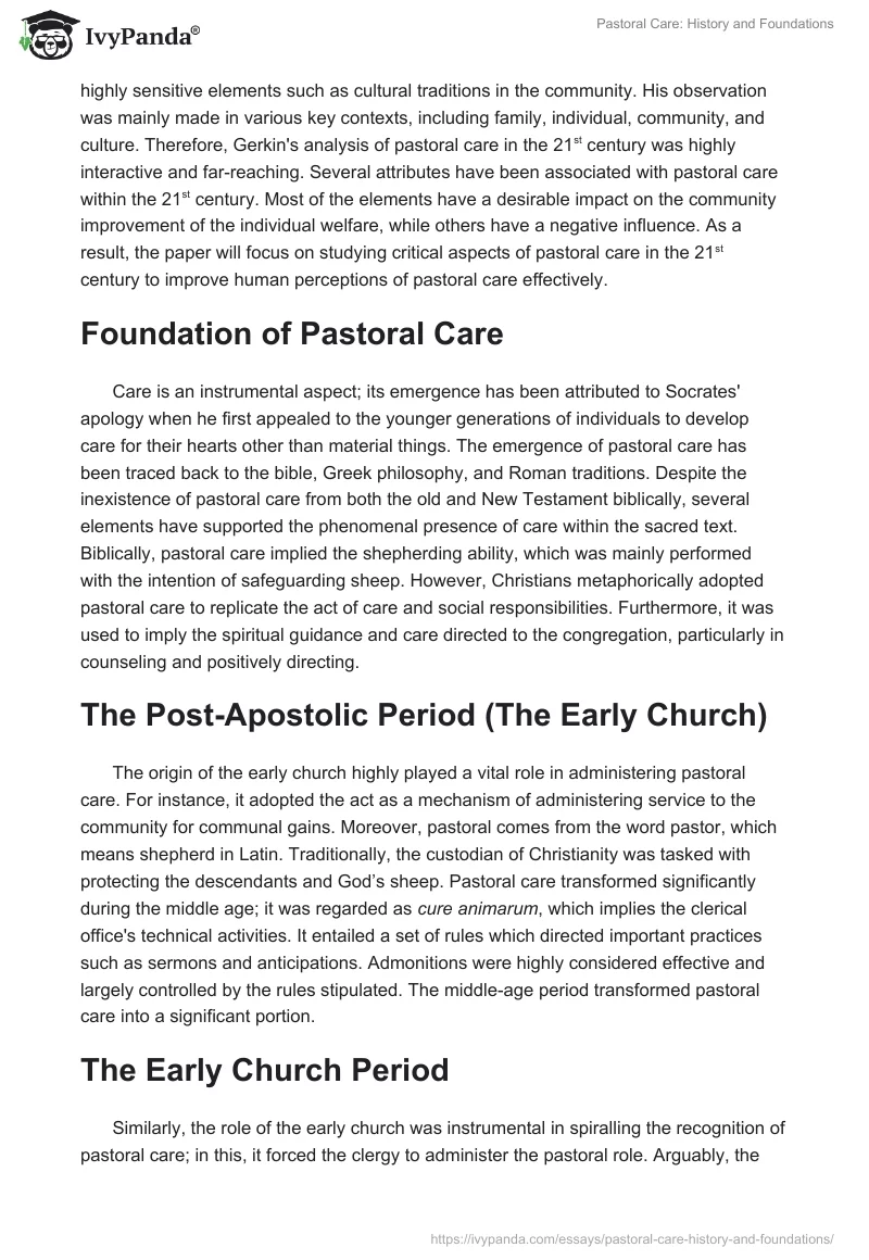 Pastoral Care: History and Foundations. Page 2