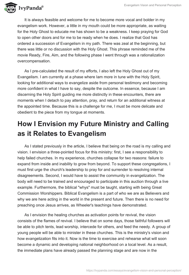 Evangelism Vision and Personal Perception. Page 4
