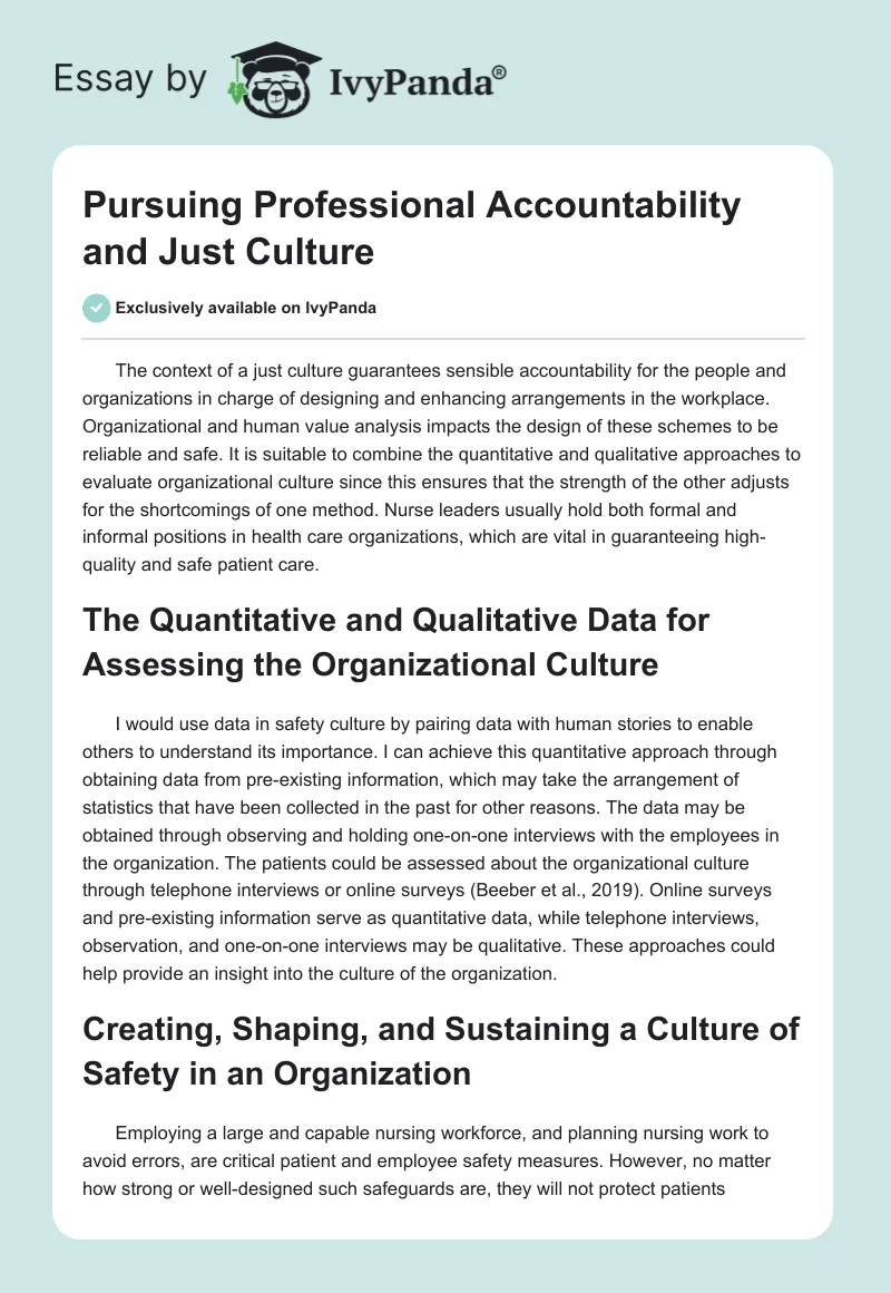 Pursuing Professional Accountability and Just Culture. Page 1