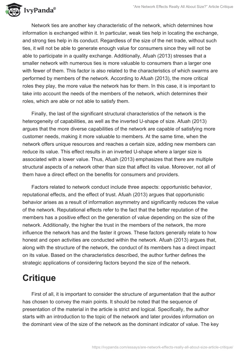 “Are Network Effects Really All About Size?” Article Critique. Page 3