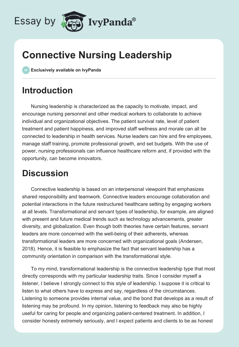 Connective Nursing Leadership. Page 1