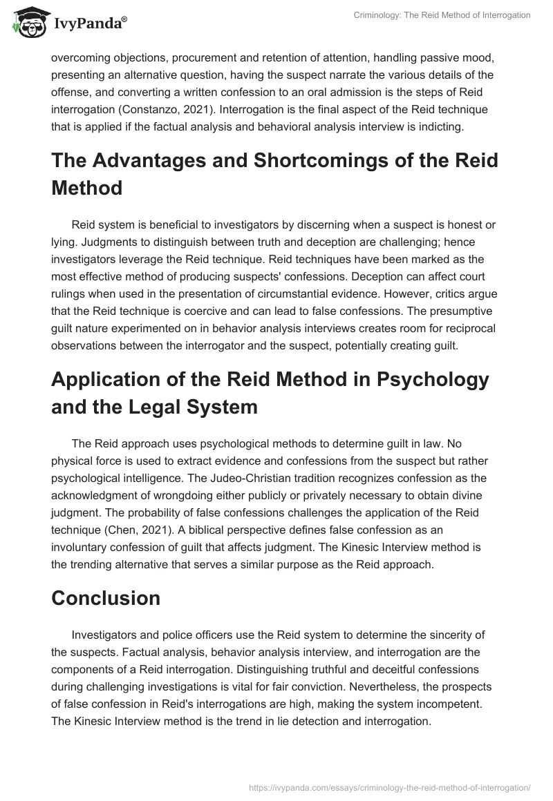 Criminology: The Reid Method of Interrogation. Page 2