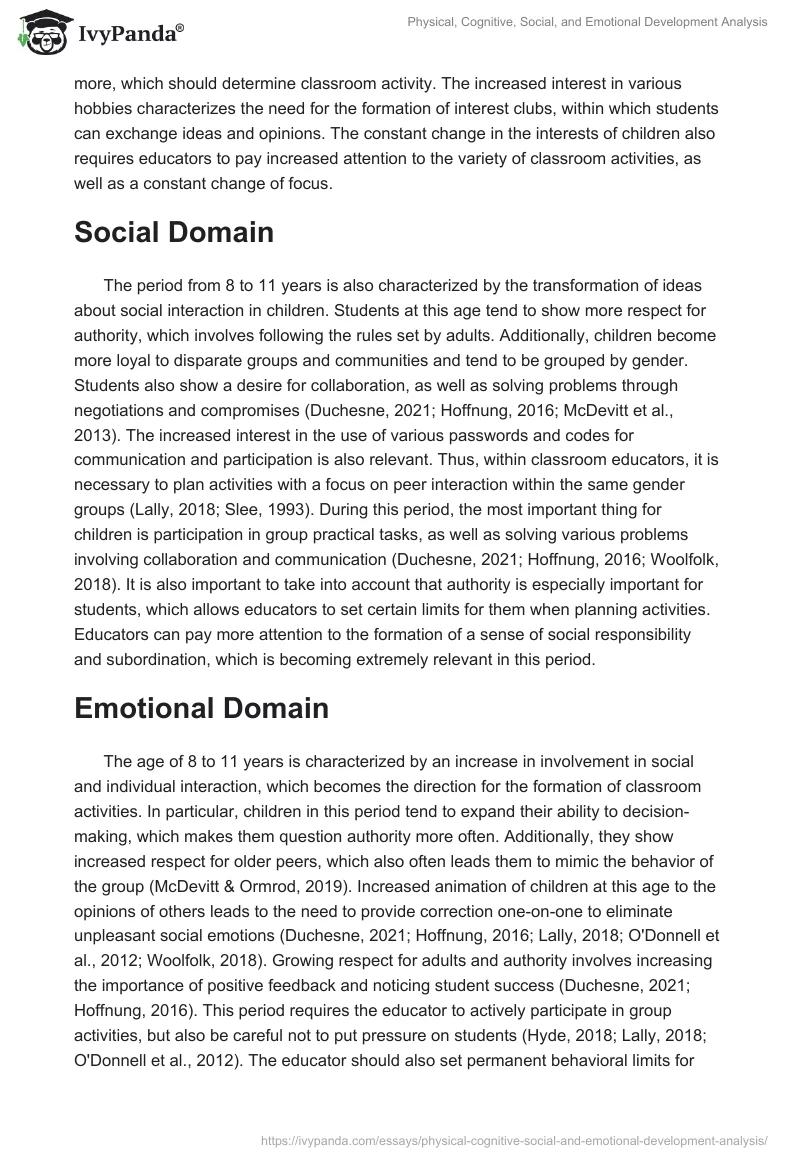 Physical, Cognitive, Social, and Emotional Development Analysis. Page 2