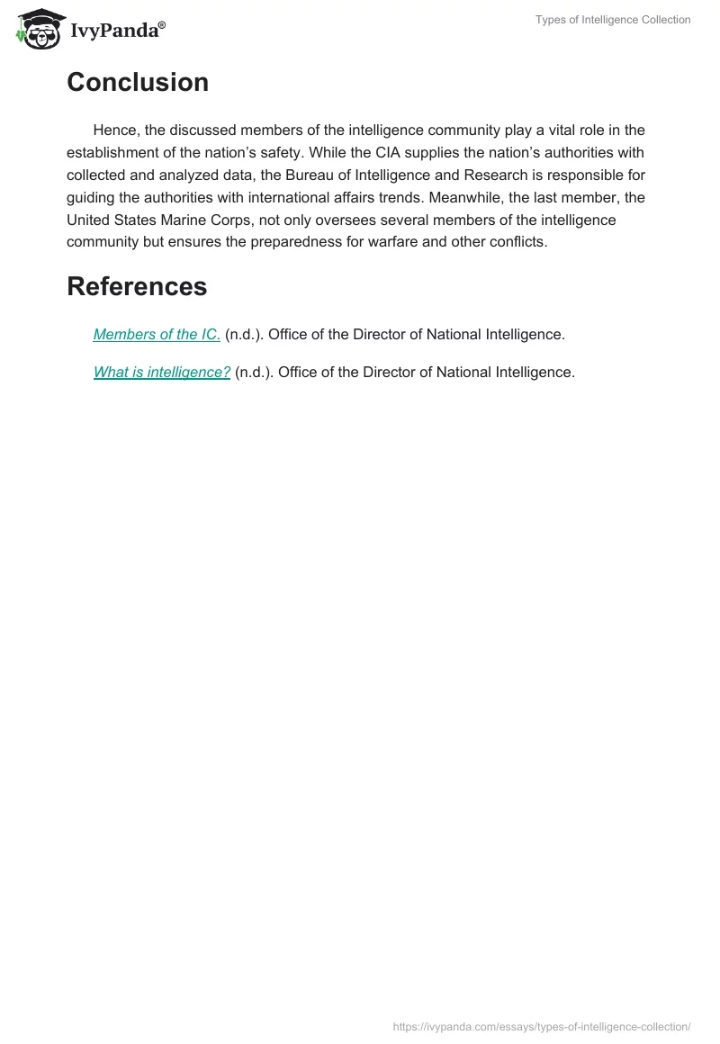 Types of Intelligence Collection. Page 3