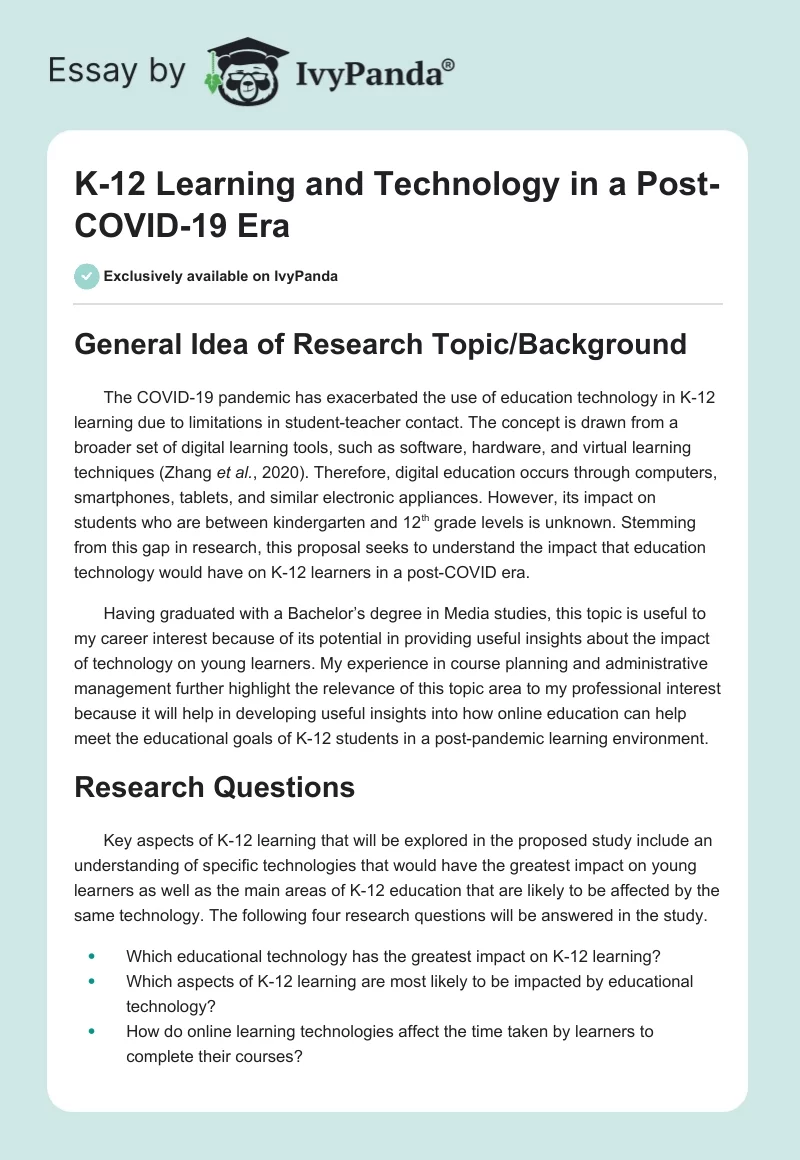 K-12 Learning and Technology in a Post-COVID-19 Era. Page 1