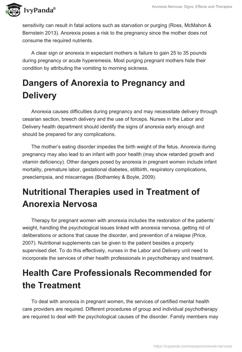 Anorexia Nervosa: Signs, Effects and Therapies. Page 2