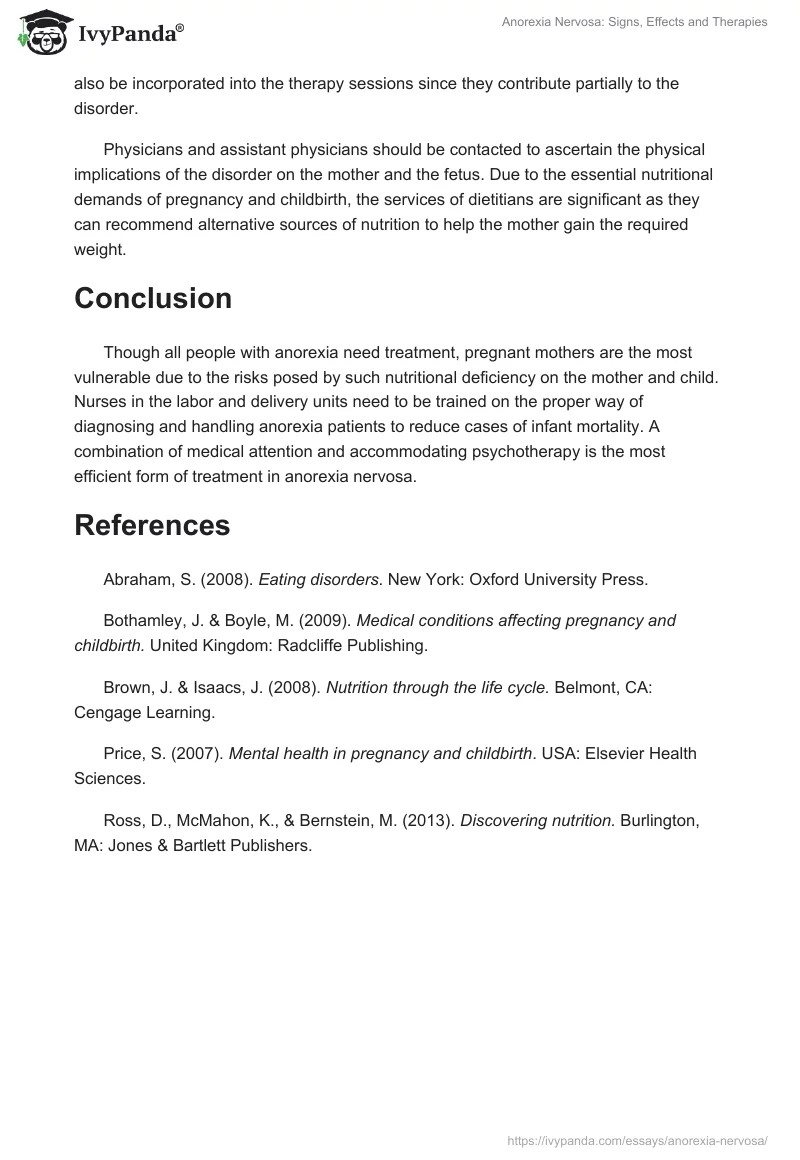 Anorexia Nervosa: Signs, Effects and Therapies. Page 3